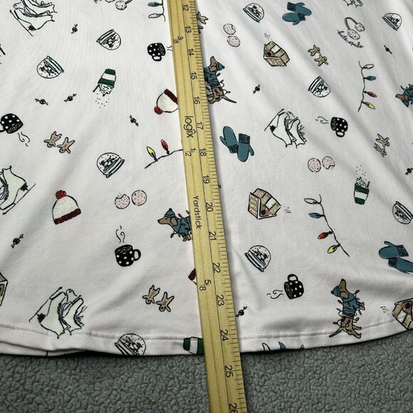 Kate Spade Pajama Set Womens M Henley Jogger Pink Winter Dog Print Top Pants - Picture 12 of 16